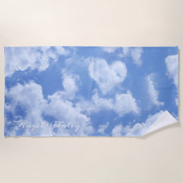 Hart Cloud Sky Leuk Leuk Leuk Modern Blauw Custom  Strandlaken