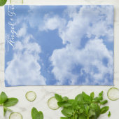 Hart Cloud Sky Leuk Leuk Leuk Modern Blauw Custom Theedoek (Gevouwen)