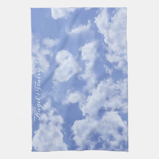 Hart Cloud Sky Leuk Leuk Leuk Modern Blauw Custom Theedoek (Verticaal)