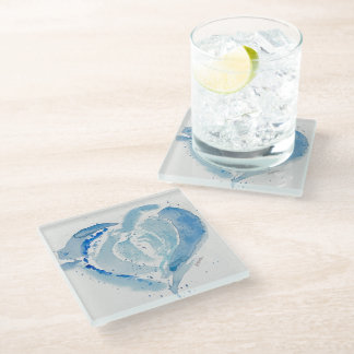 Hart coaster blauw glazen onderzetter