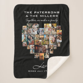 Hart Collage Foto's Familie Jubileum Zwart Sherpa Deken
