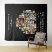 Hart Collage Foto's Familie Jubileum Zwart Wandkleed (In Situ (horizontaal))