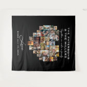 Hart Collage Foto's Familie Jubileum Zwart Wandkleed (Voorkant (horizontaal))
