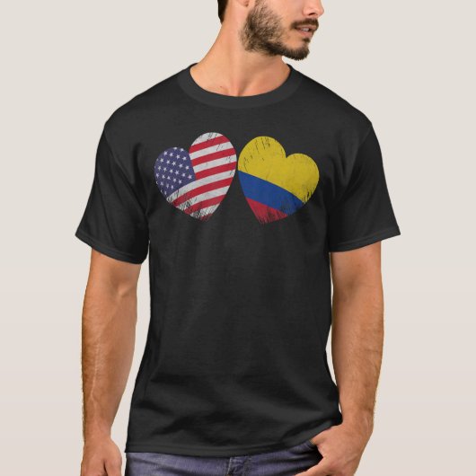 Hart Colombiaanse Amerikaanse vlag Patriottische f T-shirt (Voorkant)
