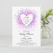 Hart Confetti Valentijns Baby shower Kaart (Staand voorkant)