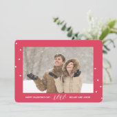 Hart Confetti Valentijnsdag Fotokaart-rood Feestdagenkaart (Staand voorkant)