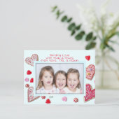 Hart Cookies Foto Valentijn Family Briefkaart (Staand voorkant)