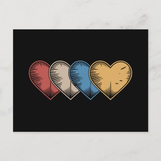  hart Cool Retro Valentijnsdag Cadeaus Briefkaart (Voorkant)