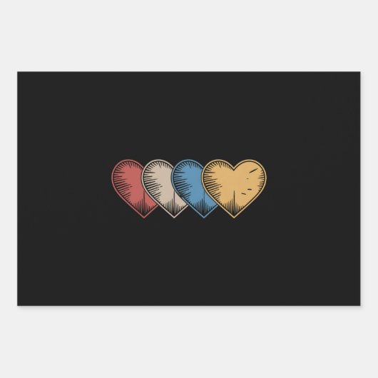 hart Cool Retro Valentijnsdag Cadeaus Inpakpapier Vel (Voorkant)