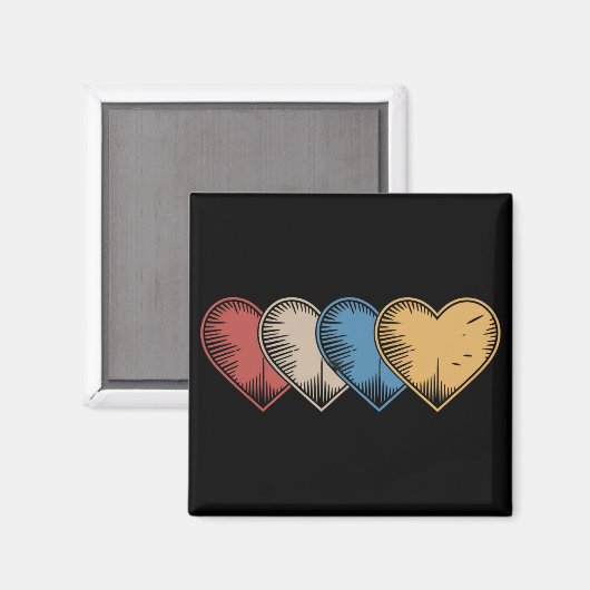  hart Cool Retro Valentijnsdag Cadeaus Magneet (Voorkant / Achterkant)