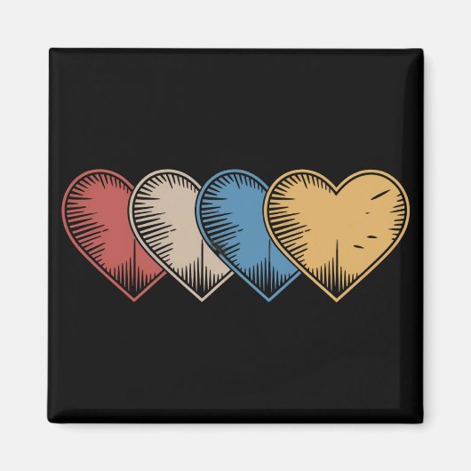 hart Cool Retro Valentijnsdag Cadeaus Magneet (Voorkant)