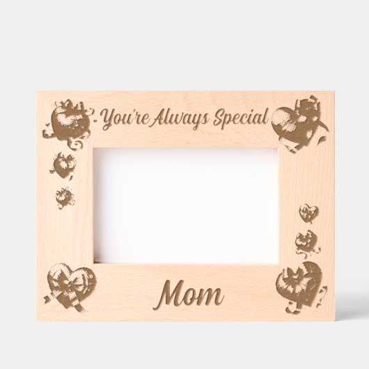 Hart Coquette Moederdag Gift Laser Afbeelding Gegraveerde Lijstjes (Voorkant)