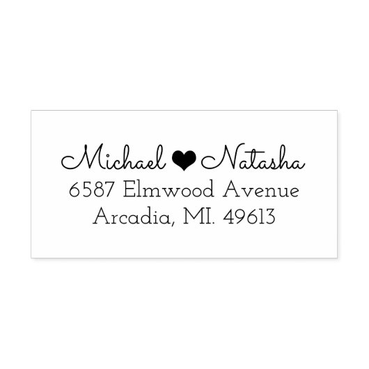 Hart Couple Return Adres Rubber Stempel (Afrduk)