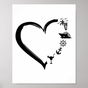 Hart Cruise Vakantie Schip Boot Koppels Geliefde W Poster