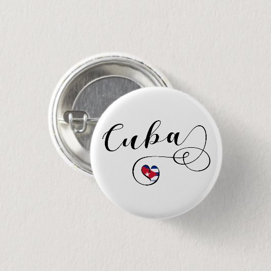 Hart Cuba, Cubaanse vlag Hart Ronde Button 3,2 Cm (Voorkant /achterkant)