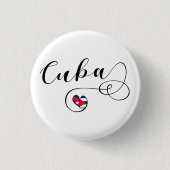 Hart Cuba, Cubaanse vlag Hart Ronde Button 3,2 Cm (Voorkant)