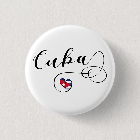 Hart Cuba, Cubaanse vlag Hart Ronde Button 3,2 Cm (Voorkant)