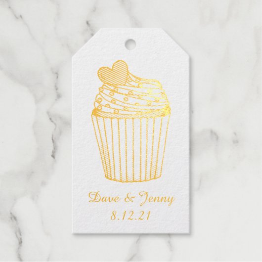 Hart Cupcake Bruids Baby Shower Valentijnsdag Cadeaulabels (Voorkant)