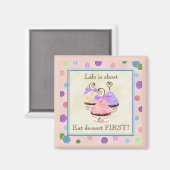 Hart Cupcake Trio, het leven is kort - Magneet (Voorkant / Achterkant)