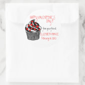 Hart Cupcake Valentijnsdag Ronde Sticker (Tas)