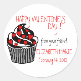 Hart Cupcake Valentijnsdag Ronde Sticker