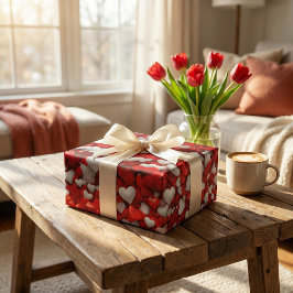 Hart Dag Viering: Rood & Wit Liefde Kunst Cadeaupapier