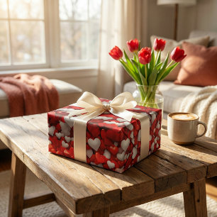 Hart Dag Viering: Rood & Wit Liefde Kunst Cadeaupapier