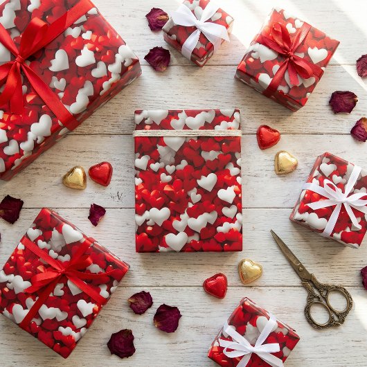 Hart Dag Viering: Rood & Wit Liefde Kunst Cadeaupapier