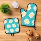 Hart Daisy Patroon Ovenwant & Pannenlap Set (Top down)