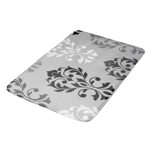 Hart Damask Art I Zwart Grijs Wit Badmat (Gekanteld)