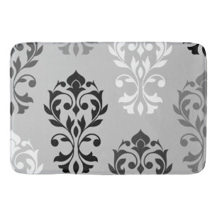 Hart Damask Art I Zwart Grijs Wit Badmat