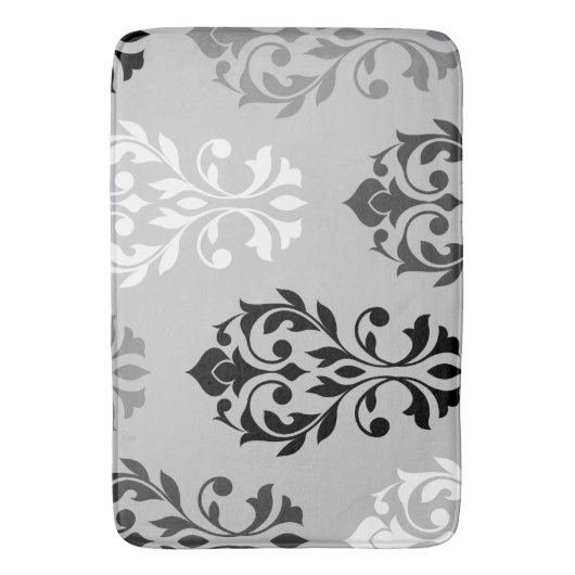 Hart Damask Art I Zwart Grijs Wit Badmat (Voorkant Verticaal)