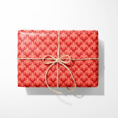 Hart Damask Rood & Koraal Cadeaupapier