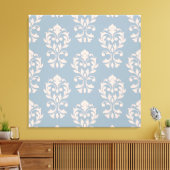 Hart Damast Grote Ptn II Roze op Blauw Canvas Afdruk (Insitu (Woonkamer))