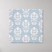 Hart Damast Grote Ptn II Roze op Blauw Canvas Afdruk (Voorkant)