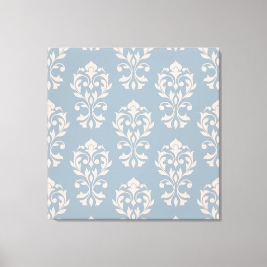 Hart Damast Grote Ptn II Roze op Blauw Canvas Afdruk (Voorkant)