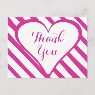 Hart Dank Je Paarse Fuchsia & Witte Strepen Briefkaart
