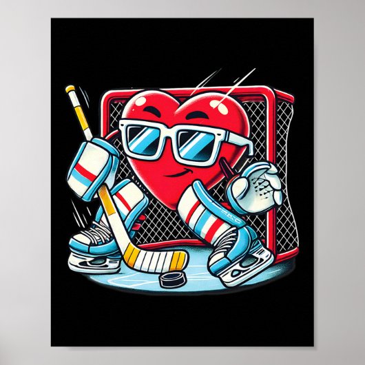 Hart dat hockeydoelman speelt Valentijnsdag Mannen Poster (Voorkant)