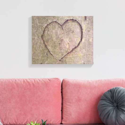 Hart dat in een boom is gekapt canvas afdruk (Insitu (Woonkamer))
