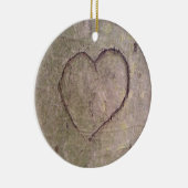 Hart dat in een boom is gekapt keramisch ornament (Rechts)