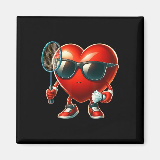 Hart dat op Valentijnsdag badminton speelt Valenti Magneet (Voorkant)