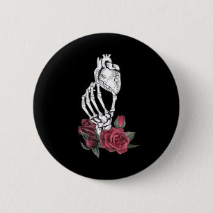 Hart De Hand Van Het Skelet Klassiek Ronde Button 5,7 Cm