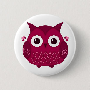 Hart de Roze Owl Ronde Button 5,7 Cm