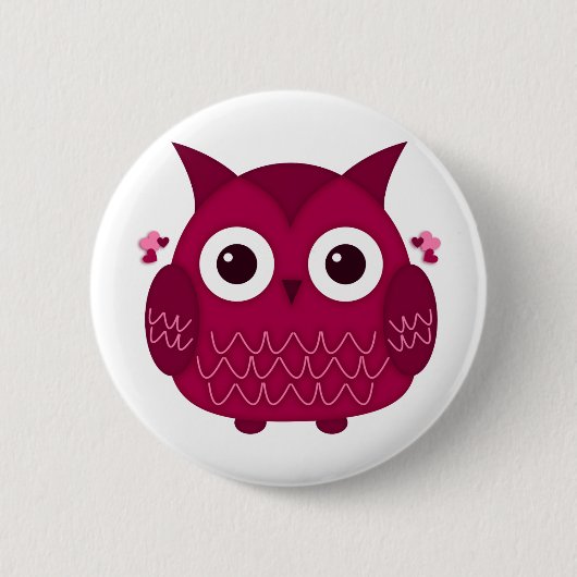 Hart de Roze Owl Ronde Button 5,7 Cm (Voorkant)