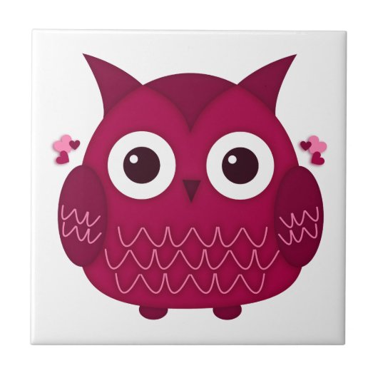 Hart de Roze Owl Tegeltje (Voorkant)