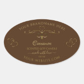  hart decoratieve goudblaasjes op bruin ovale sticker (Voorkant)