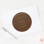  hart decoratieve goudblaasjes op bruin ronde sticker (Envelop)