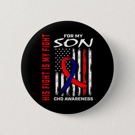 Hart defect CHD Bewustzijn Zoon Amerikaanse vlag Ronde Button 5,7 Cm (Voorkant)