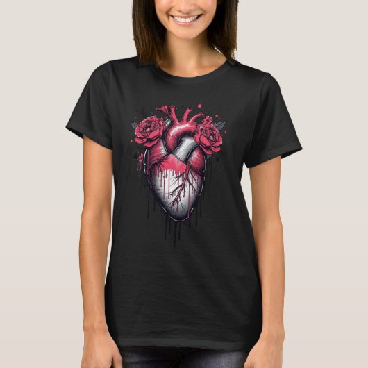 Hart der Rozen – Anatomische Liefde Kunst T-shirt (Voorkant)