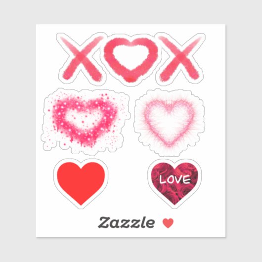 Hart design xox rood valentijn patroon sticker (Vel)